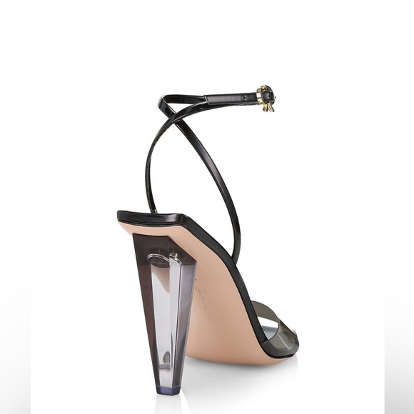 GIANVITO ROSSI "Glass + Vernice" Sandals SZ 6 Black - Picture 2 of 7